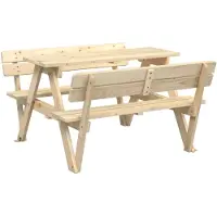 vidaXL Picknicktafel voor 4 kinderen met parasolgat massief vurenhout