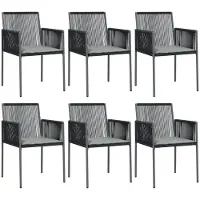 vidaXL Tuinstoelen met kussens, 6 stuks, zwart, 54x60,5x83,5 cm