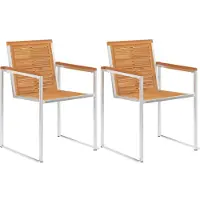 vidaXL Tuinstoelen 2 st massief acaciahout en roestvrij staal