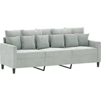 vidaXL Driezitsbank 180 cm fluweel lichtgrijs