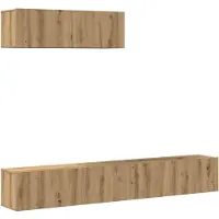 vidaXL 3-delig Tv-meubelset wandmontage bewerkt hout artisanaal eiken