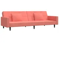 vidaXL Slaapbank 2-zits met 2 kussens fluweel roze