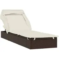 vidaXL Ligbed met inklapbaar dak 213x63x97 cm poly rattan bruin