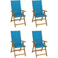 vidaXL Set van 4 verstelbare klapstoelen met kussens, gemaakt van massief acaciahout
