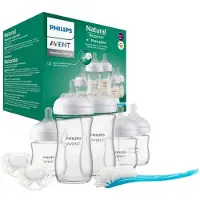 Philips AVENT Natural Response – Glazen Cadeauset – 5 Flessen + 2 Fopspenen + Flessenborstel - SCD879/11