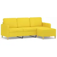vidaXL Driezitsbank met voetenbank 180 cm stof lichtgeel