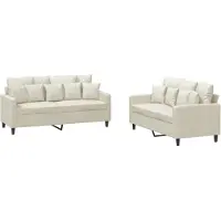 vidaXL 2-delige Loungeset met kussens fluweel crèmekleurig
