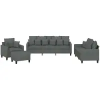 vidaXL 4-delige Loungeset met kussens stof donkergrijs