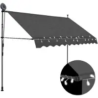 vidaXL Luifel handmatig uitschuifbaar met LED 300 cm antracietkleurig