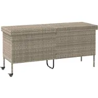 vidaXL Tuinbox met wielen 160x55x75 cm poly rattan lichtgrijs