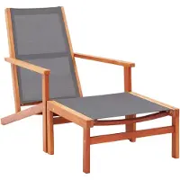 vidaXL Tuinstoel met voetsteun, grijs, eukalyptushout, massief hout, Textilene