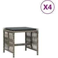 vidaXL Tuinkrukken 4 st met kussens 41x41x36 cm poly rattan grijs