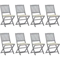 vidaXL Tuinstoelen 8 st inklapbaar met kussens massief acaciahout