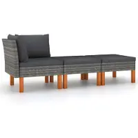 vidaXL 3-delige Loungeset poly rattan en massief eucalyptushout