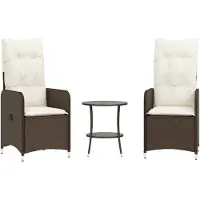 vidaXL Buitenloungestoelen, 2 stuks met tafel, bruin, polyrotan