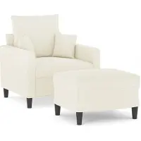 vidaXL Fauteuil met voetenbank 60 cm fluweel crèmekleurig