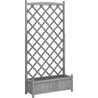 vidaXL Plantenbak met latwerk 90x35x180 cm massief vurenhout grijs