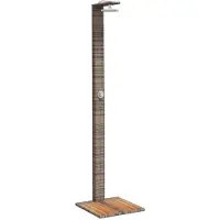 vidaXL Buitendouche 50x55x224 cm poly rattan en acaciahout grijs