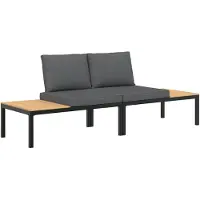 vidaXL 2-delige tuinmeubelset met kussens, zwart, aluminium