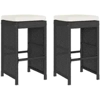 vidaXL Tuinstoelen met kussens, 2 stuks, zwart, polyrotan