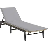 vidaXL Ligstoel met kussen beige polyrotan