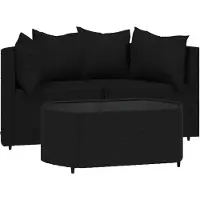 vidaXL 3-delige loungeset voor de tuin met kussens, zwart, polyrotan