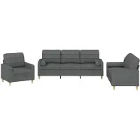 vidaXL 3-delige Loungeset met kussens stof donkergrijs