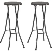vidaXL Barkrukken inklapbaar 2 st rattan look HDPE en staal bruin
