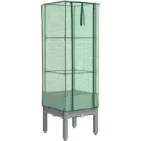 vidaXL Verhoogde tuinbed met kasopbouw, rattanlook, 40x40x140 cm