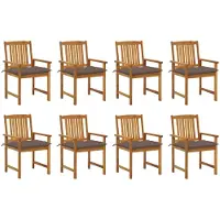vidaXL Tuinstoelen met kussens, 8 stuks, massief acaciahout