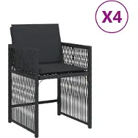 vidaXL Tuinstoelen met kussens, 4 stuks, zwart, polyrotan