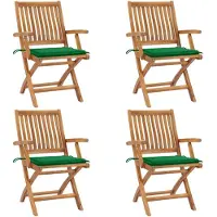 vidaXL Tuinstoelen 4 st inklapbaar met kussens massief teakhout