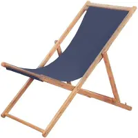 vidaXL Opklapbare stoel, met stoffen bekleding en houten frame, blauw