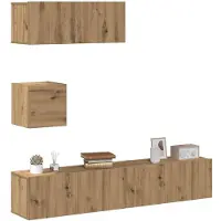 vidaXL 4-delig Tv-meubelset wandmontage bewerkt hout artisanaal eiken