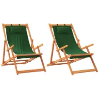 vidaXL Klapstoelen, 2 stuks, met groene bekleding
