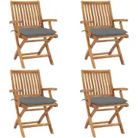 vidaXL Tuinstoelen 4 st inklapbaar met kussens massief teakhout