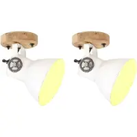 Möbelando vidaXL Wand- en plafondlamp, industriële stijl, 2 stuks, wit, 20x25 cm, E27