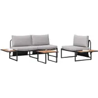 vidaXL Tuin Eettafel Set 3 st Lichtgrijs Staal