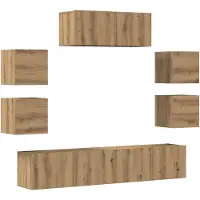 vidaXL 7-delig Tv-meubelset wandmontage bewerkt hout artisanaal eiken