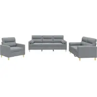 vidaXL 3-delige Loungeset met kussens stof lichtgrijs