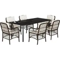 vidaXL 7-delige Tuinset met kussens poly rattan bruin