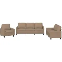 vidaXL 3-delige Loungeset met kussens kunstleer cappuccino