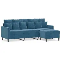 vidaXL Driezitsbank met voetenbank 180 cm fluweel blauw