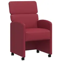 vidaXL Eetkamerstoelen met wielen 2 st Kunstleer Wijnrood