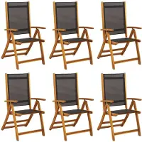 vidaXL Klapstoelen 6 stuks van massief acaciahout en textilene