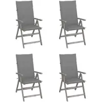 vidaXL Verstelbare tuinstoelen, 4 stuks, met kussens, massief acaciahout