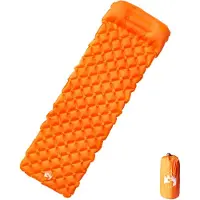 vidaXL Kampeermatras met kussen opblaasbaar 1-persoons oranje