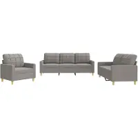 vidaXL 3-delige Loungeset met kussens stof taupe