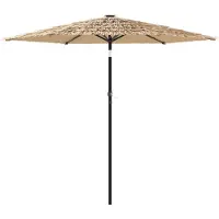 vidaXL Parasol met LED's en stalen paal 268x268x226 cm bruin