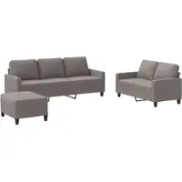 vidaXL 3-delige Loungeset met kussens stof taupe